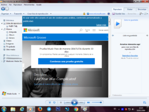 Windows Media Player 12, En la función de Windows Media Guide, redirigiendo a la pagina de Groove.