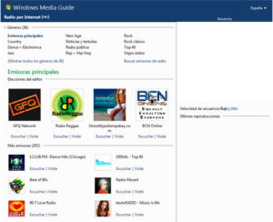 Antigua Página de Windows Media Guide, lo que debería de aparecer en los reproductores, en vez del enlace a Groove.