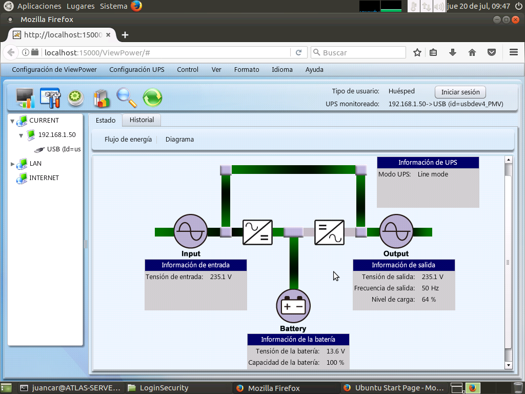 ViewPower, ejecutándose en Linux Ubuntu 16.04 LTS.